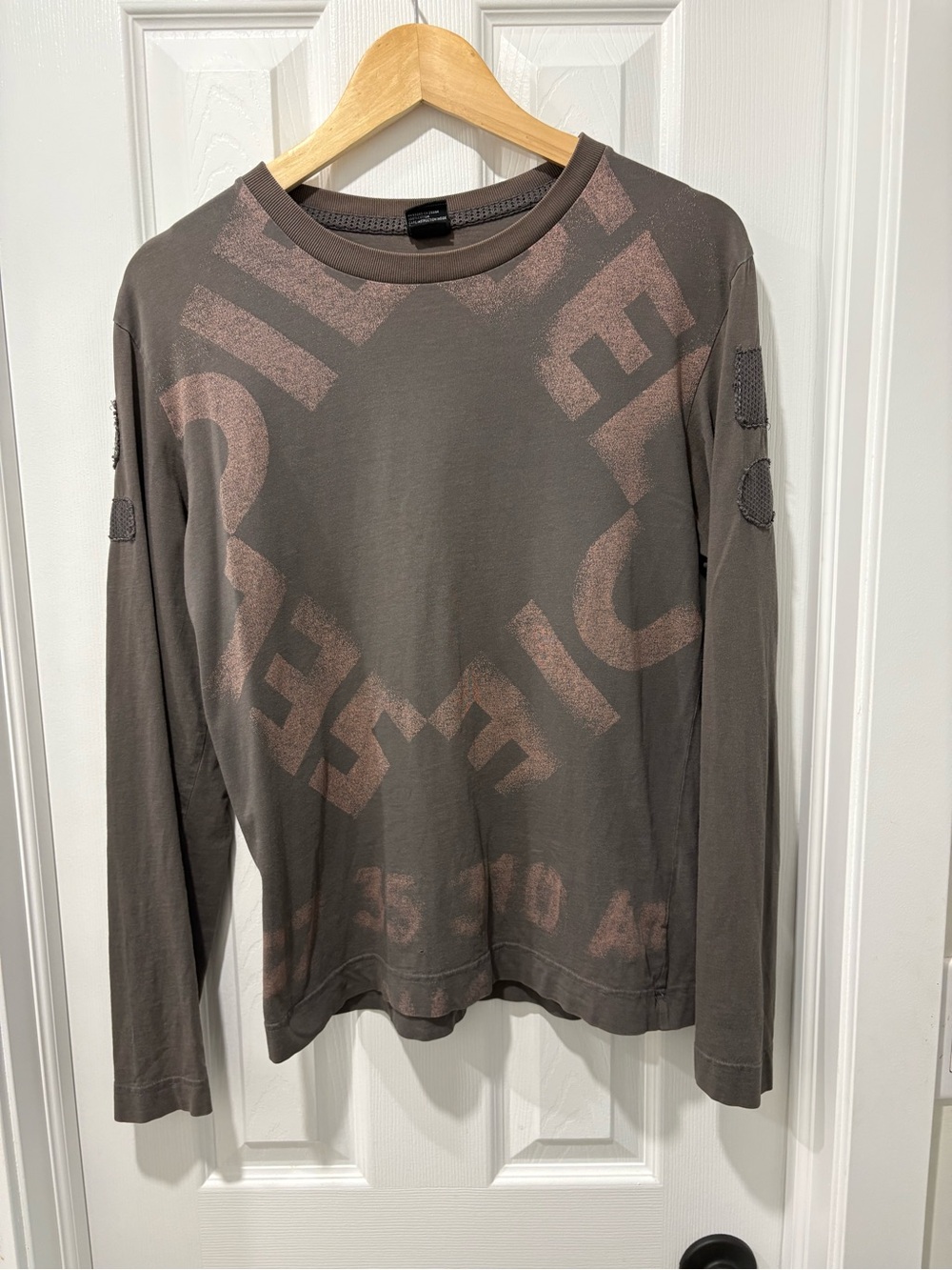 Diesel Men's Long Sleeve Shirt Graphic Brown Medium